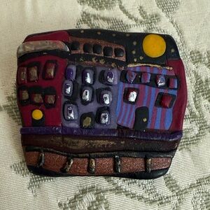 Signed Wear Art Colorful Brooch